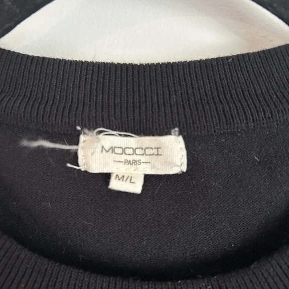 Moocci Paris Women’s Size Small Sweater Black Diamond-Embellished Crewneck - Picture 2 of 4